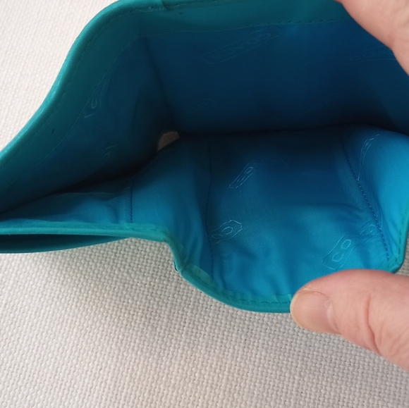 Coach Stunning Aqua Blue Leather & Canvas Compact Wallet - Picture 5 of 11